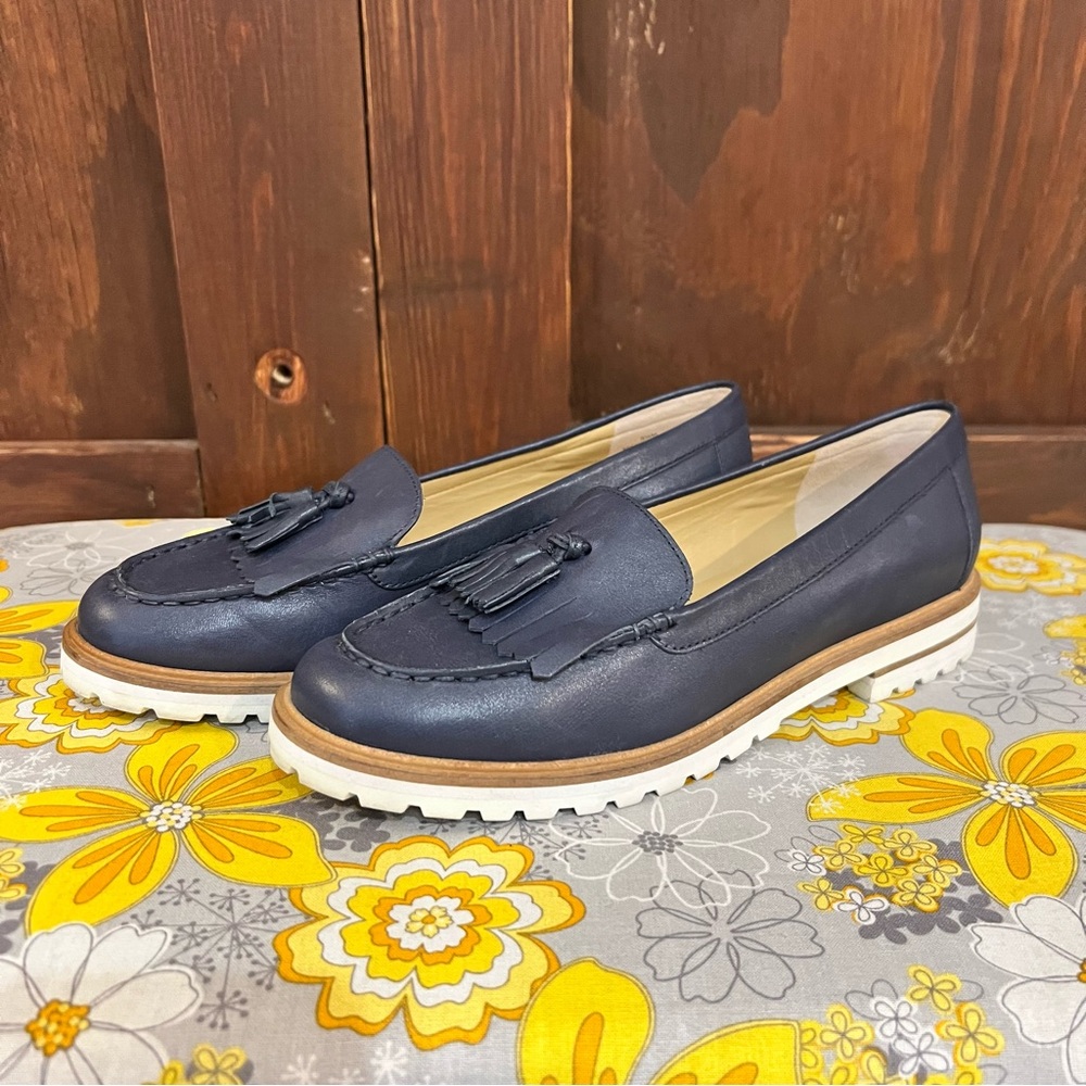 Women's Navy Loafers with Tassels